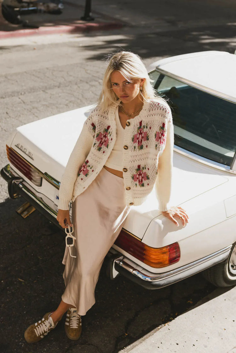 Button up sweater in cream 