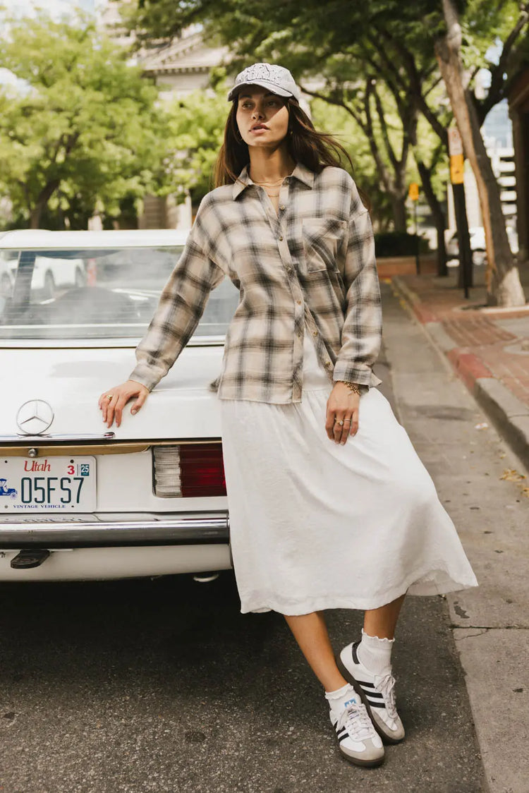 Long sleeve button up blouse in multi color 