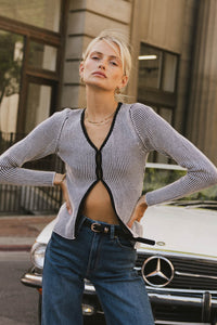 ribbed knit sweater cardigan