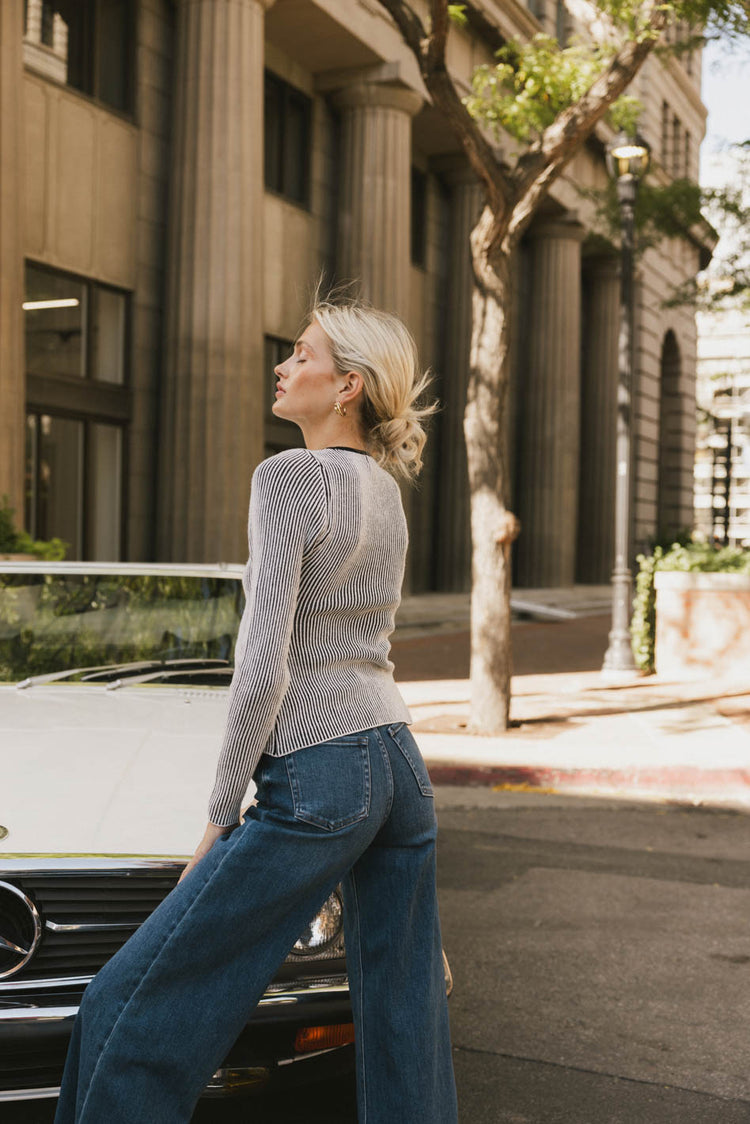 black striped pattern sweater
