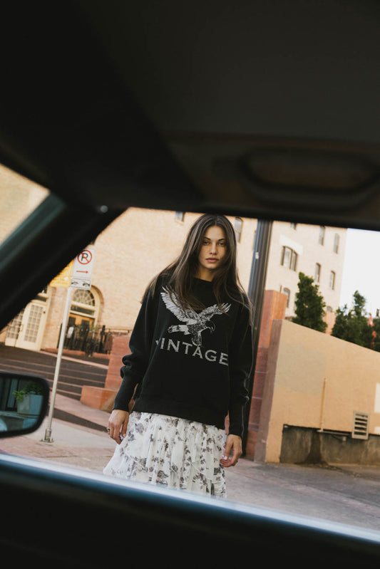 vintage text pullover