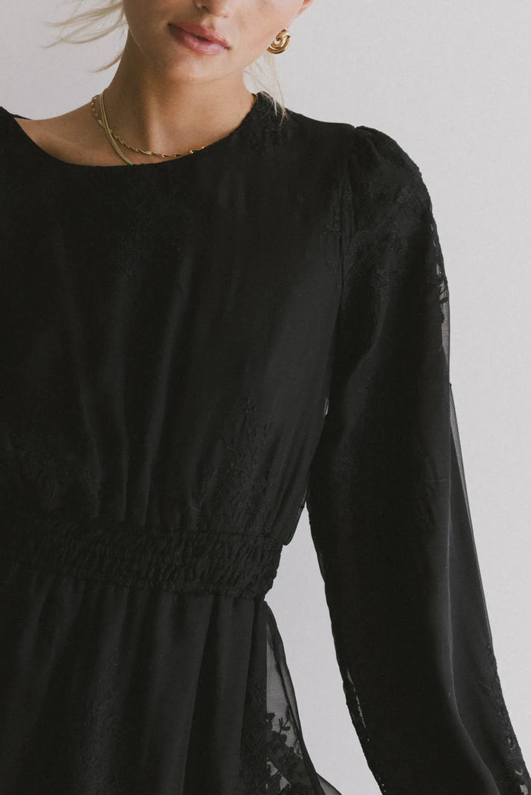 Woven embroidered dress in black 