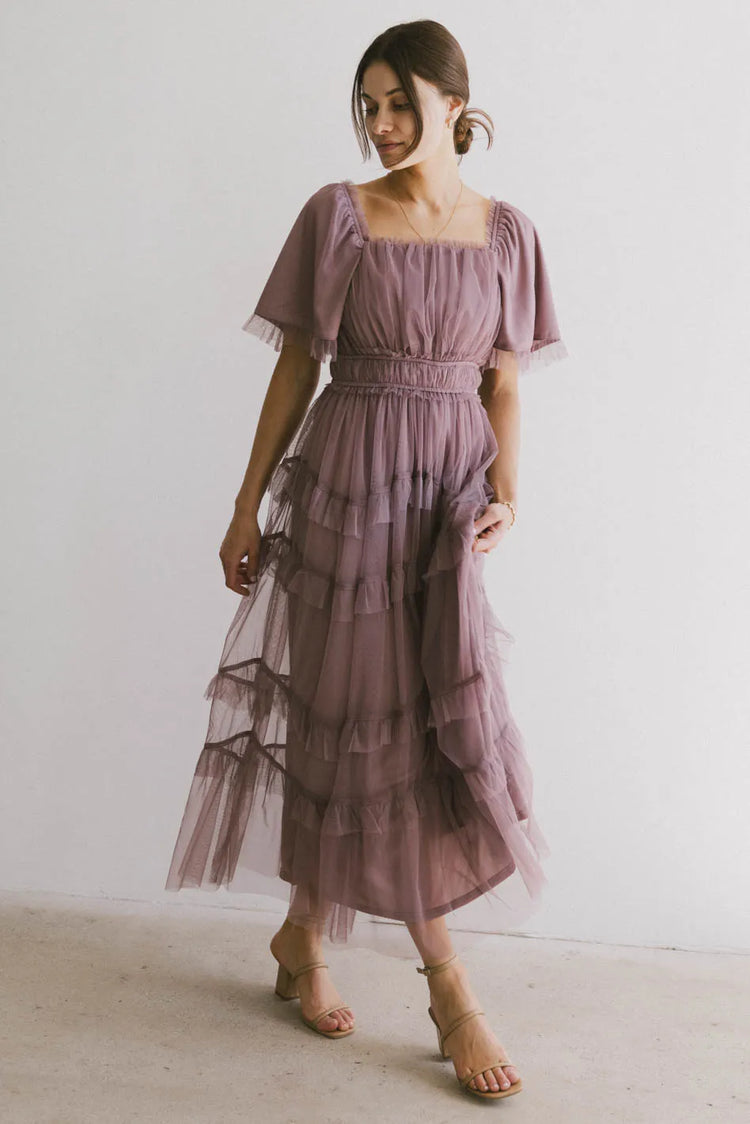 Woven dress in lavender 