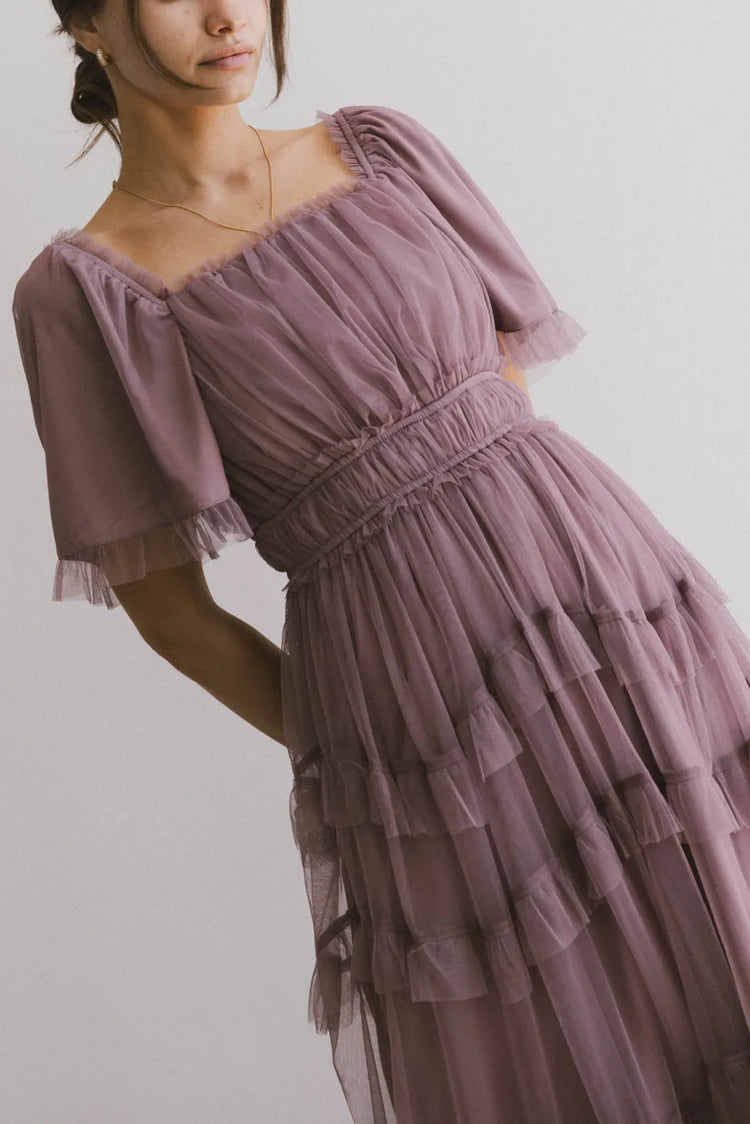 Square neck dress in lavender 