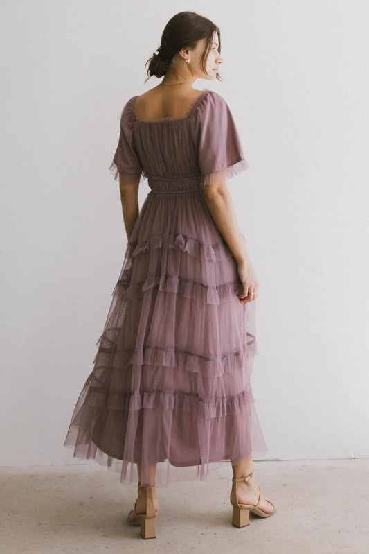 Tiered skirt dress in lavender 