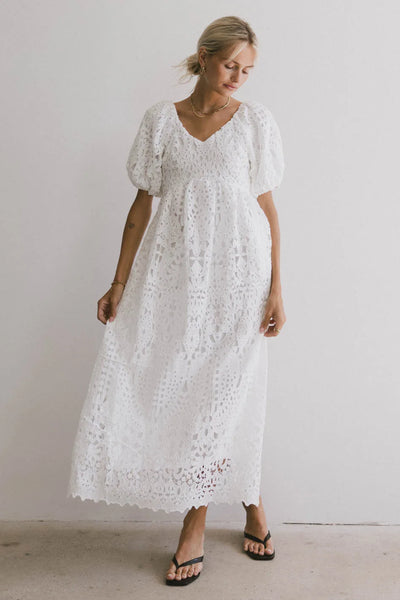 Devon Eyelet Lace Maxi Dress in Ivory - FINAL SALE Devon Eyelet Lace Maxi Dress in Ivory - FINAL SALE
