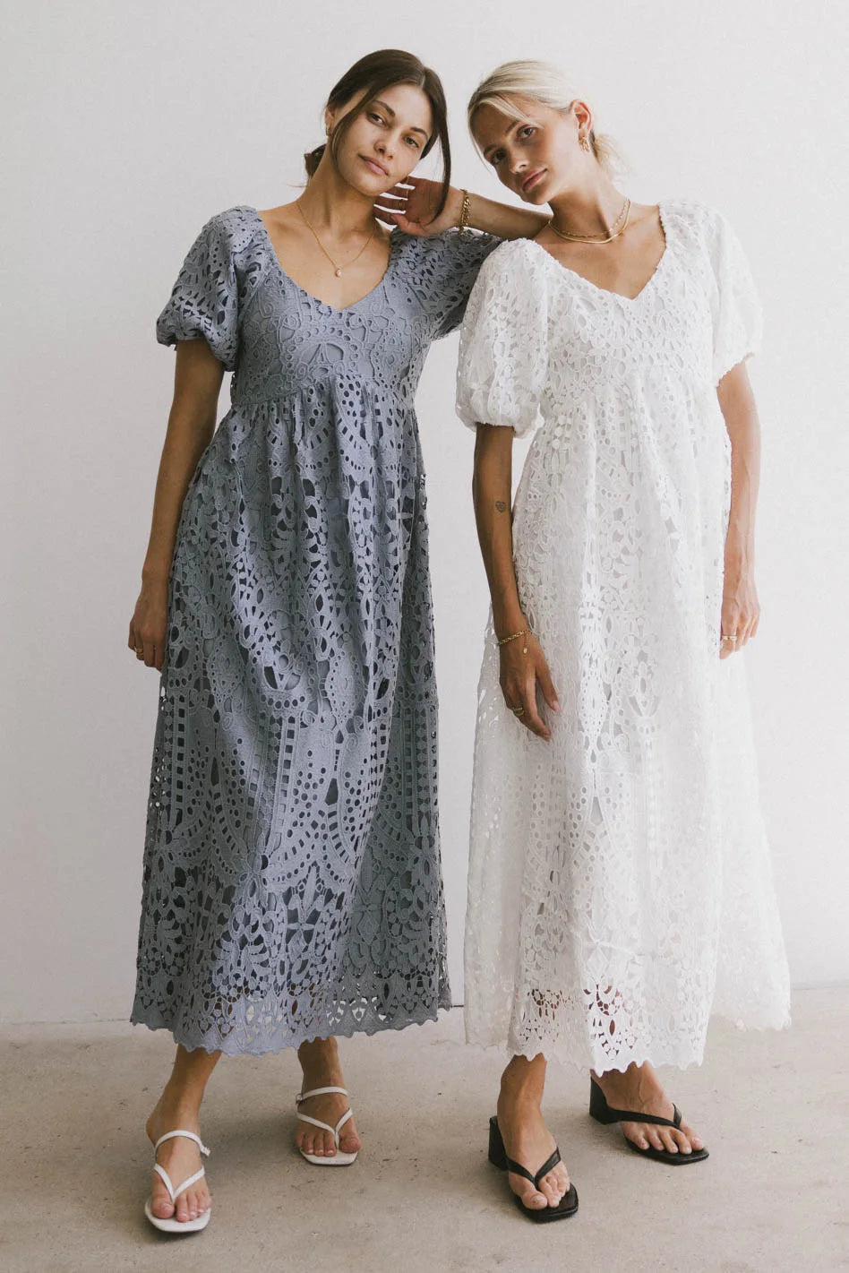 Devon Eyelet Lace Maxi Dress in Blue - FINAL SALE Devon Eyelet Lace Maxi Dress in Blue - FINAL SALE