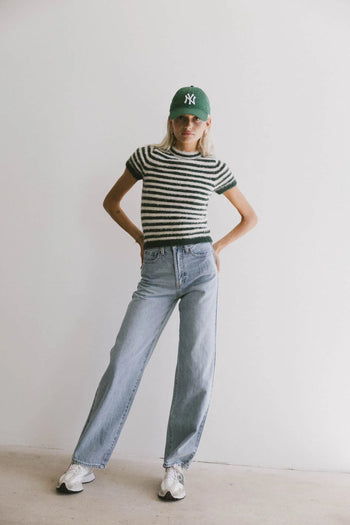 Short sleeves top in hunter green 