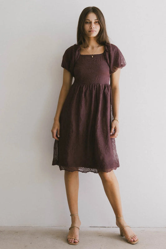 Midi dress in burgundy 