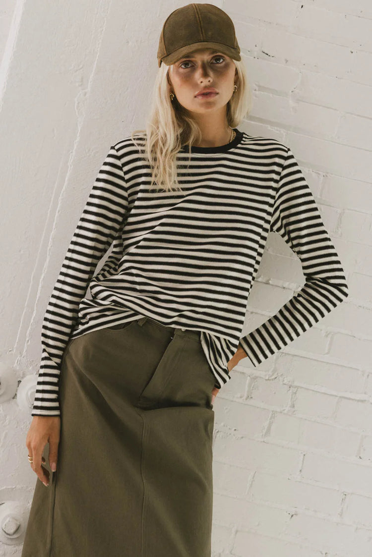 Long sleeves striped basic top 