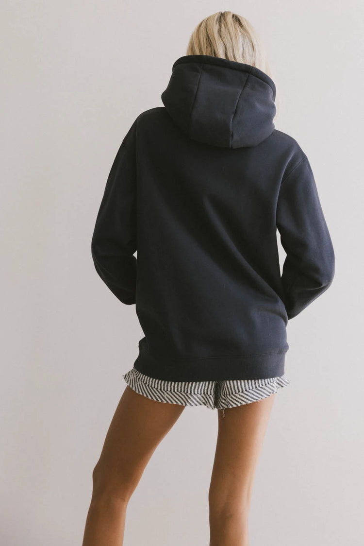 Plain color hoodie in navy 