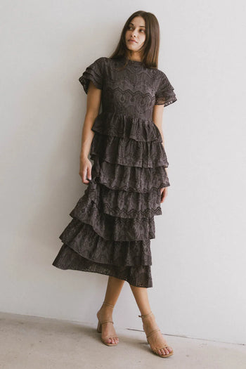 Mock neck dress in black 