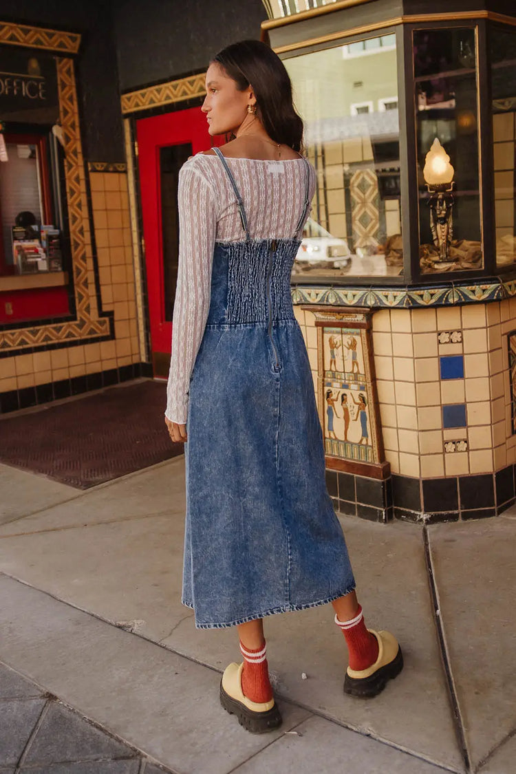 Elastic back denim dress