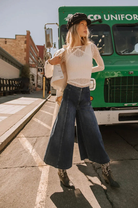 Knit lace top in ivory 