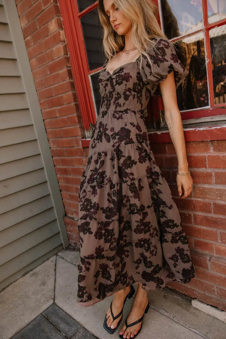 Floral dress in brown 