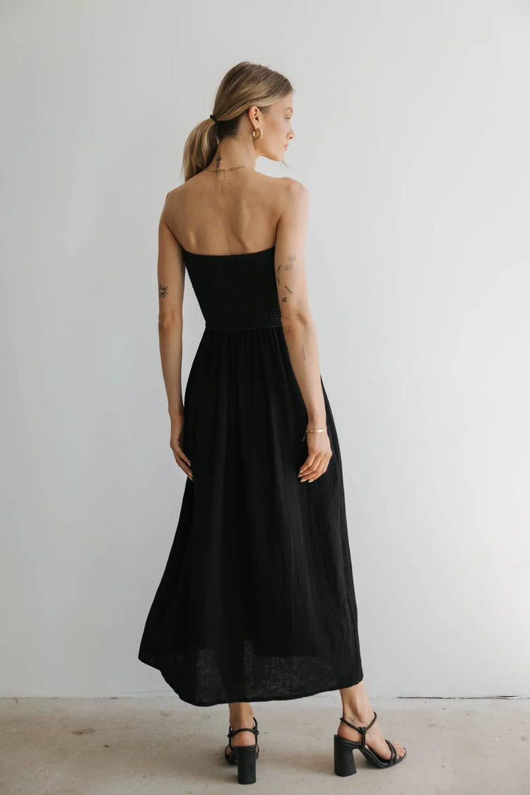 Elastic back dress in black 