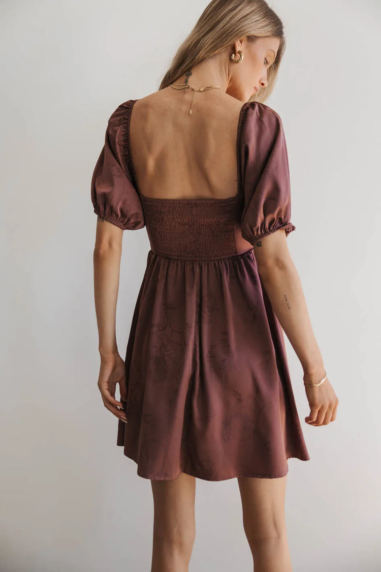 Elastic back dress in mauve 