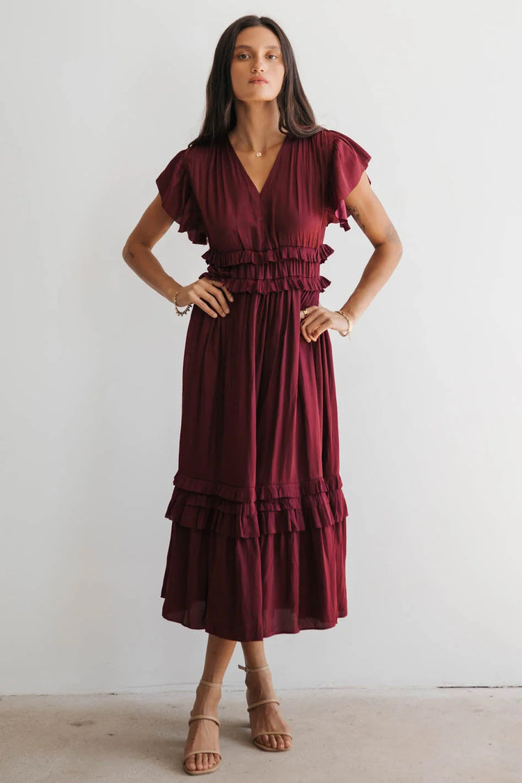 Midi dress in wine 