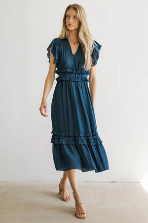 Willa Ruffle Dress in Teal