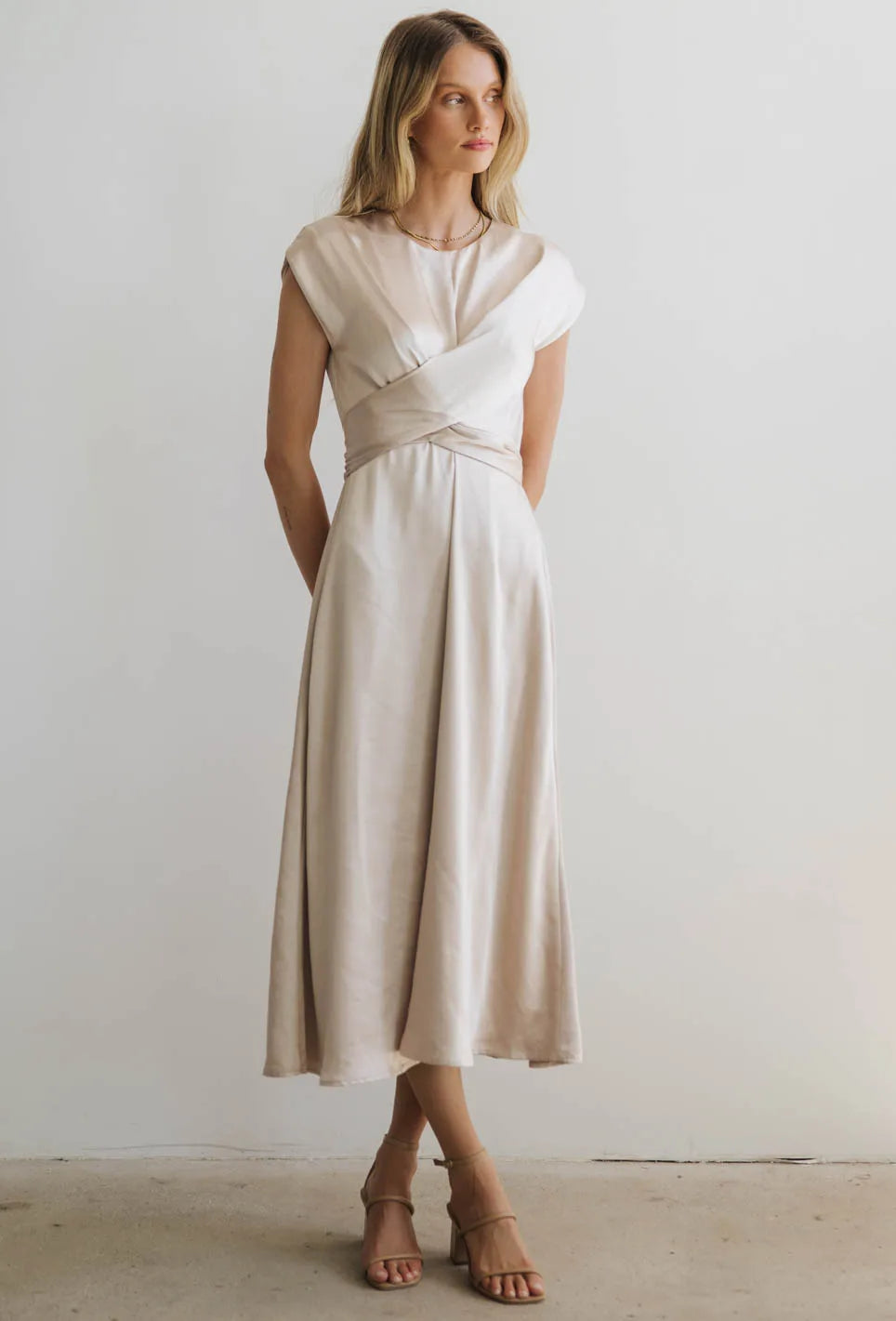 Rosalind Midi Dress in Champagne - FINAL SALE