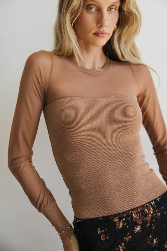 Round neck sheer top 