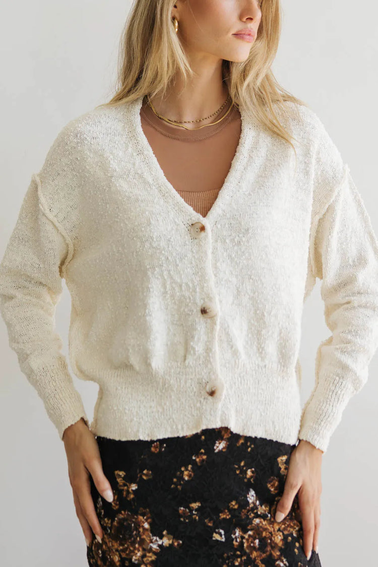 Button up cardigan in cream 