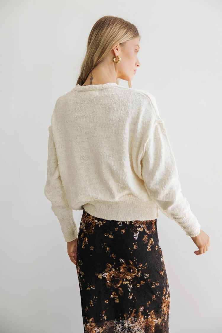 Plain color cardigan in cream 