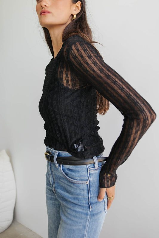 black sheer lace top