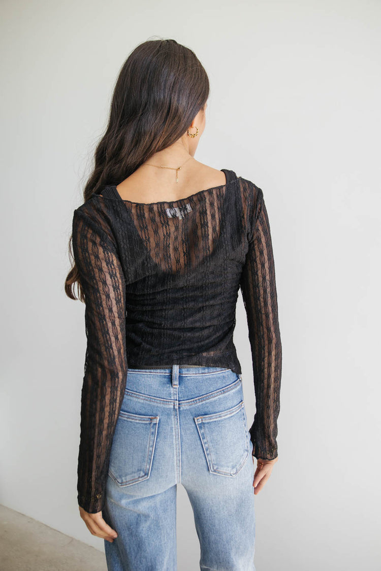 long sleeve sheer top