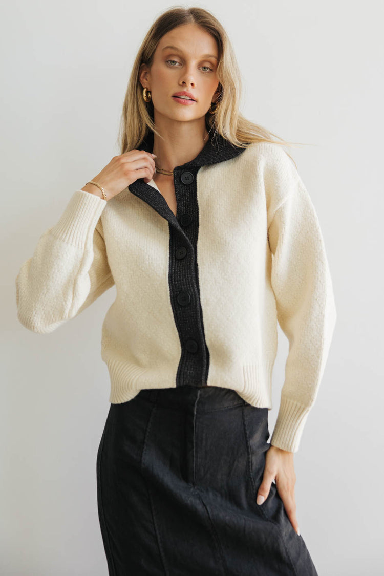 black and cream button front cardigan
