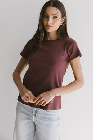 Briony Basic Tee in Wine