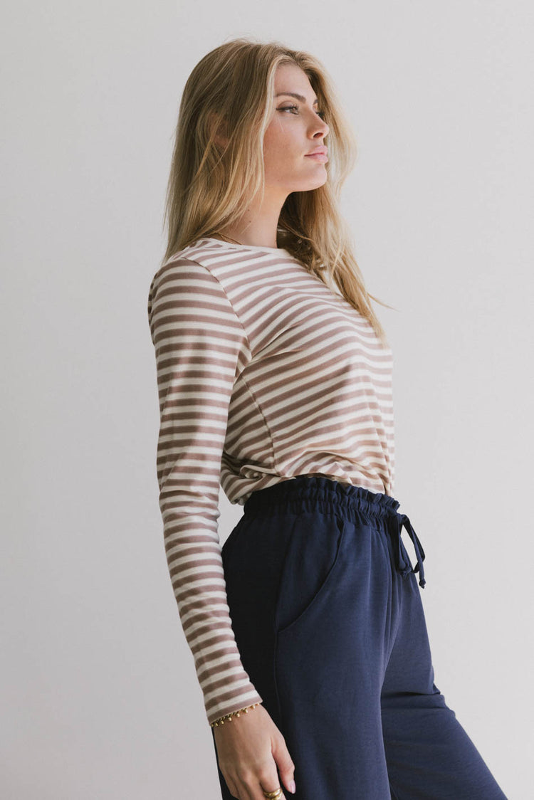 basic striped long sleeve top