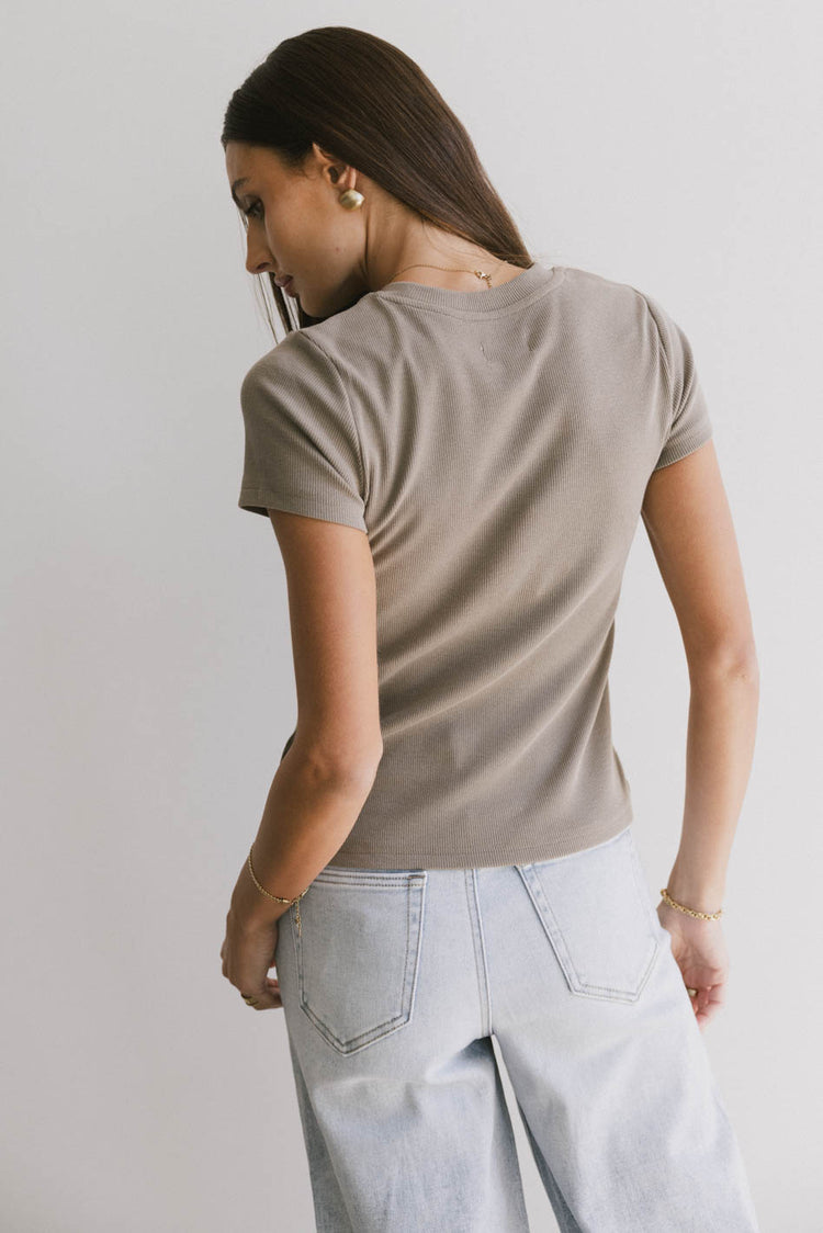 taupe short sleeve top