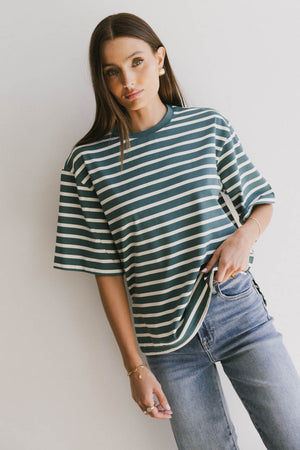 Freddie Striped Tee in Teal