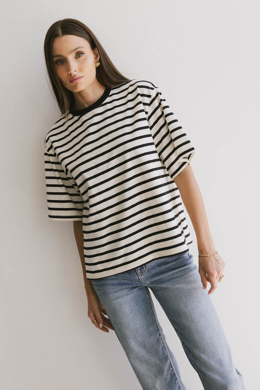 black and white striped tee