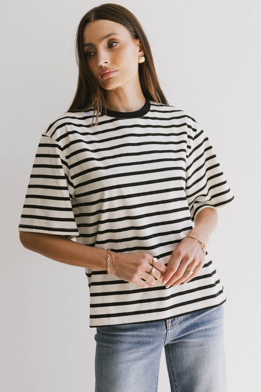 oversized black and white tee