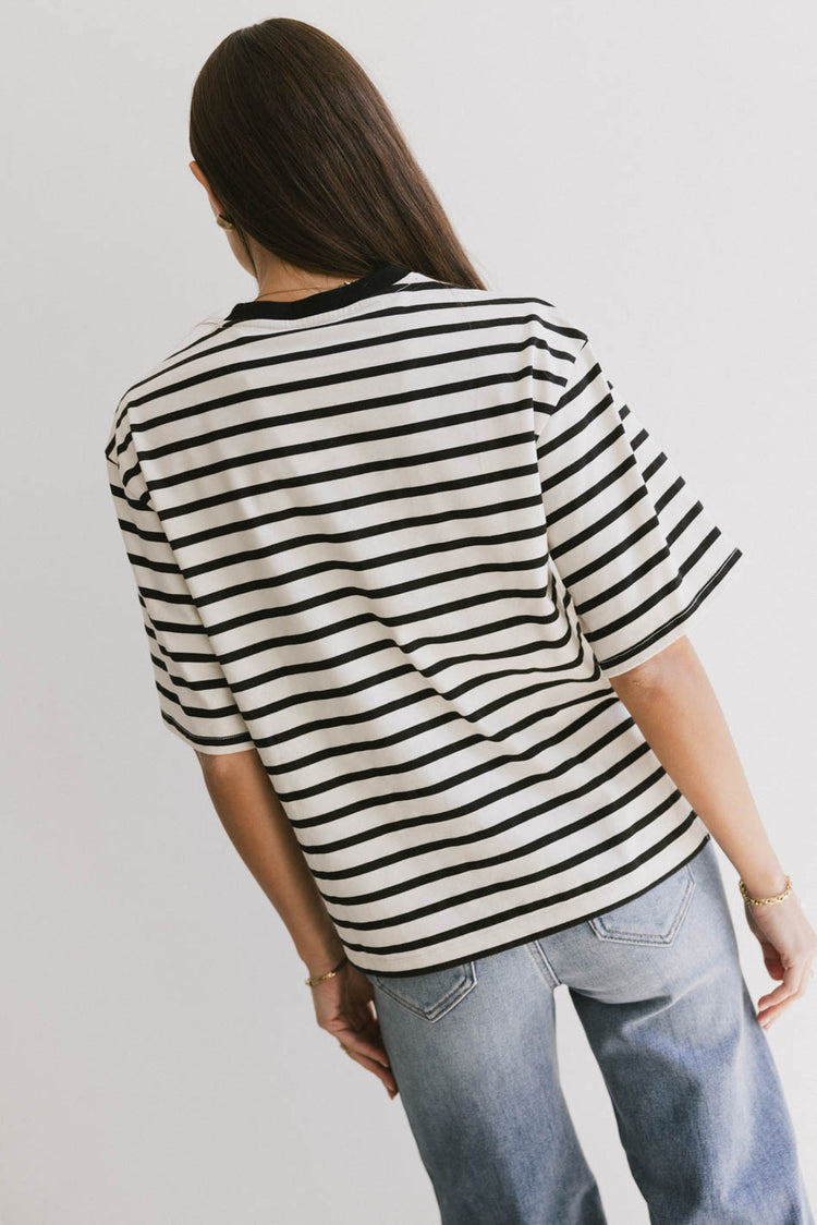 oversized tee in black and white stripes