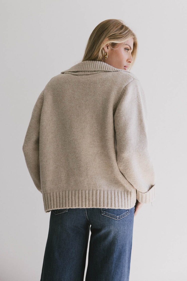 collared cardigan in oatmeal