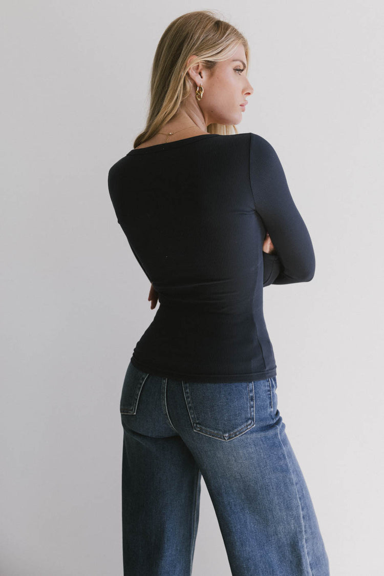 navy ribbed long sleeve