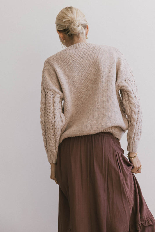 knit sweater in taupe