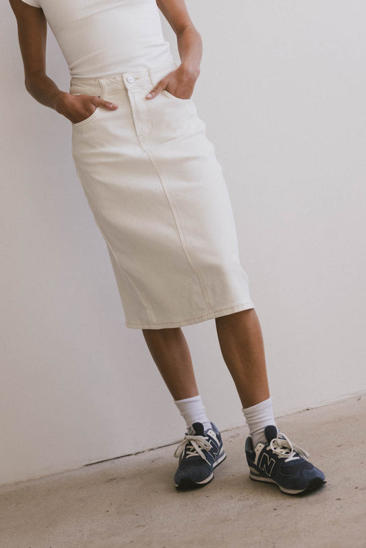 CREAM DENIM SKIRT