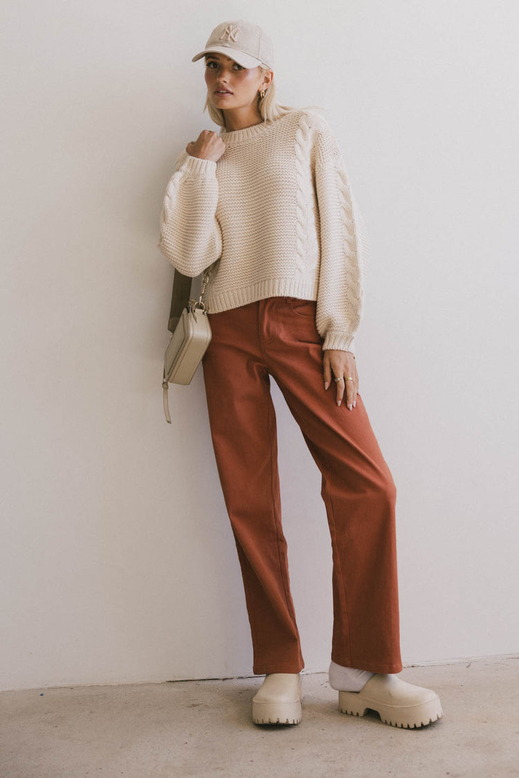 rust wide leg pants