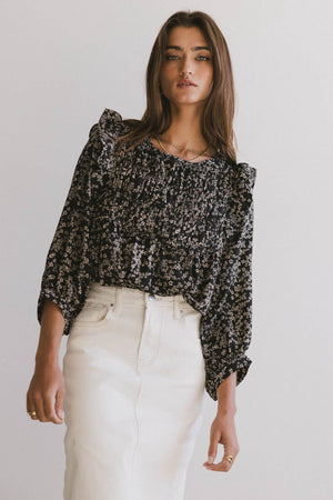 Taya Ditsy Floral Blouse in Black - FINAL SALE