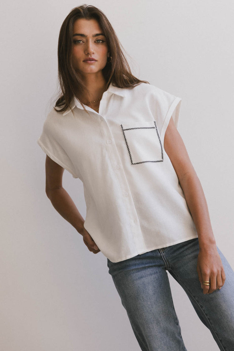 stitched short sleeve top