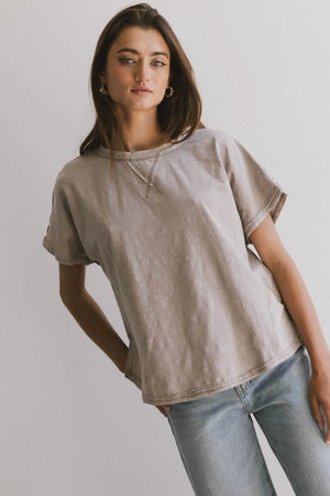 Indy Contrast Top in Taupe - FINAL SALE