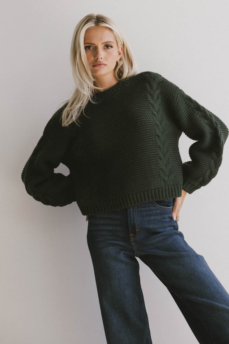 OLIVE GREEN KNIT SWEATER