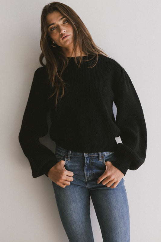 BLACK RIBBED SWEATER