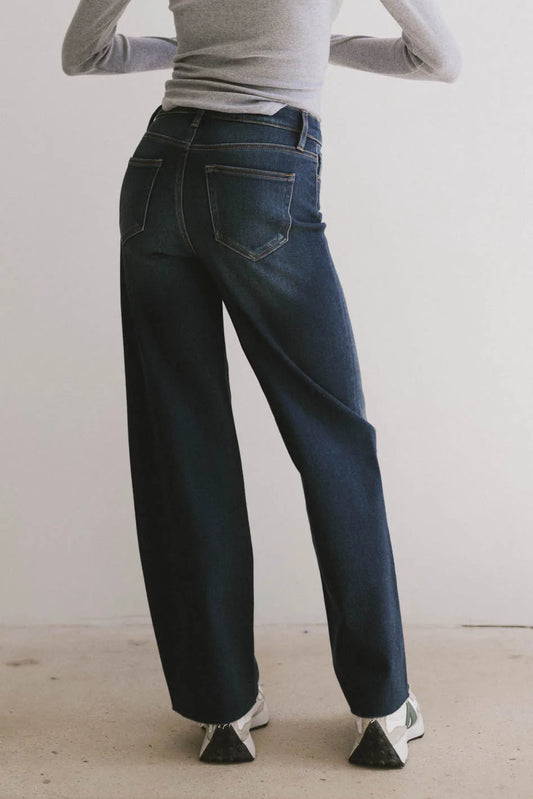 Two back pockets dark denim