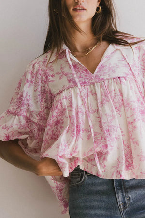 Madison Floral Blouse in Pink - FINAL SALE
