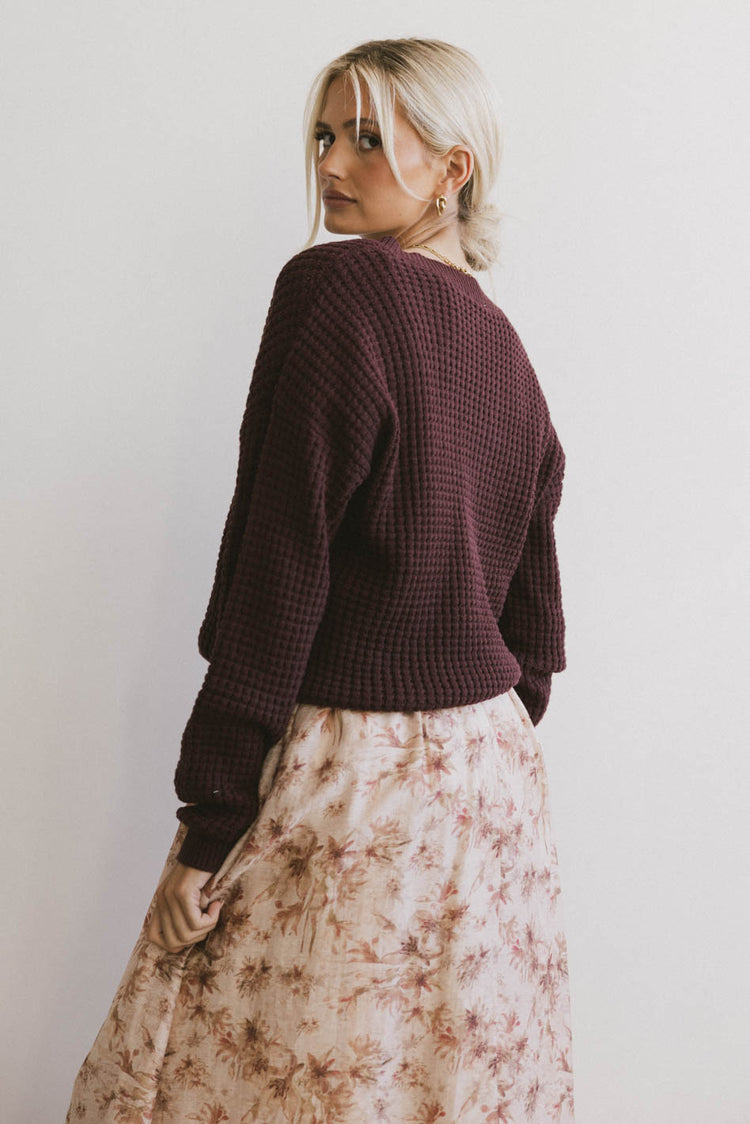 knit sweater in burgundy